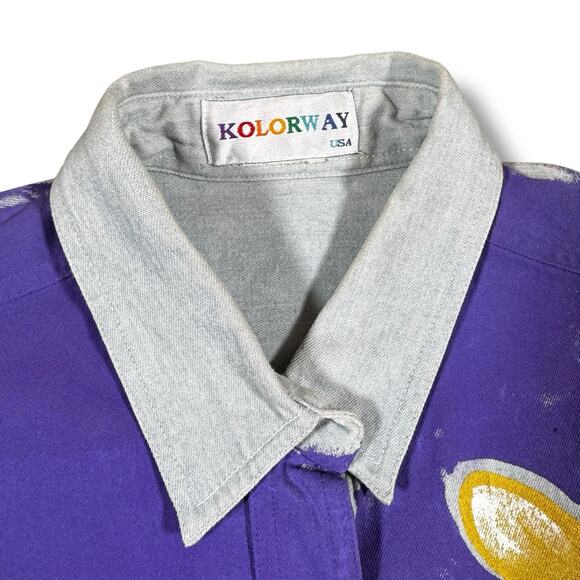 Vintage Kolorway USA Hand Painted Womens Shirt Medium All Over Print Jazz Art - Picture 4 of 7